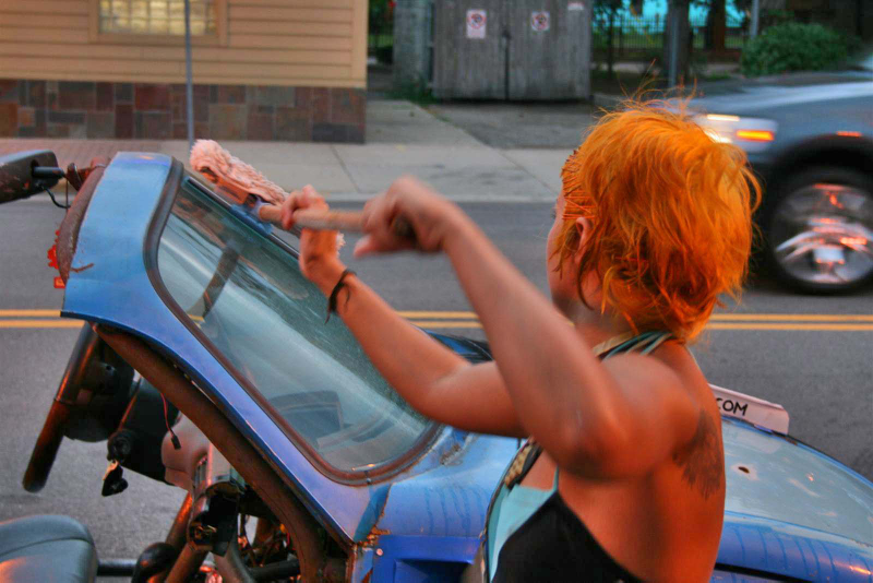 Illustration for article titled Noir Leather Bikini Car Wash Meetup Pictures